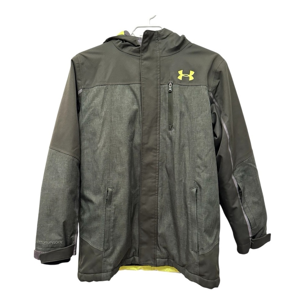 Under Armour Youth Boys ColdGear Jacket with Hood, Green Size Large
